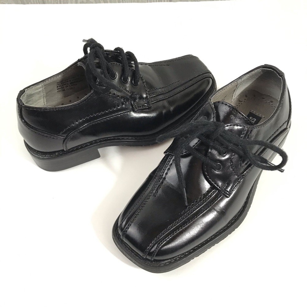 Stacy Adams Boys Black Dress Shoes Lace-Up